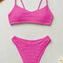 MIKETAI Women's Bikini Sets Sexy Cheeky Swimsuit Textured High Cut Spaghetti Straps Two Piece Bathing Suit S