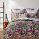 Levtex Home - Basel Quilt Set - Full/Queen Quilt + Two Standard Pillow Shams - Multicolor Floral - Quilt Size (88x92in.) and Pillow Sham Size (26x20in.) - Reversible - Cotton