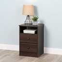 Prepac Astrid Simplistic Nightstand Side Table with 2 Drawers and Open Shelf, Functional Bedside Table 15.5" D x 16" W x 24.5" H, Espresso, EDNH-0402-1