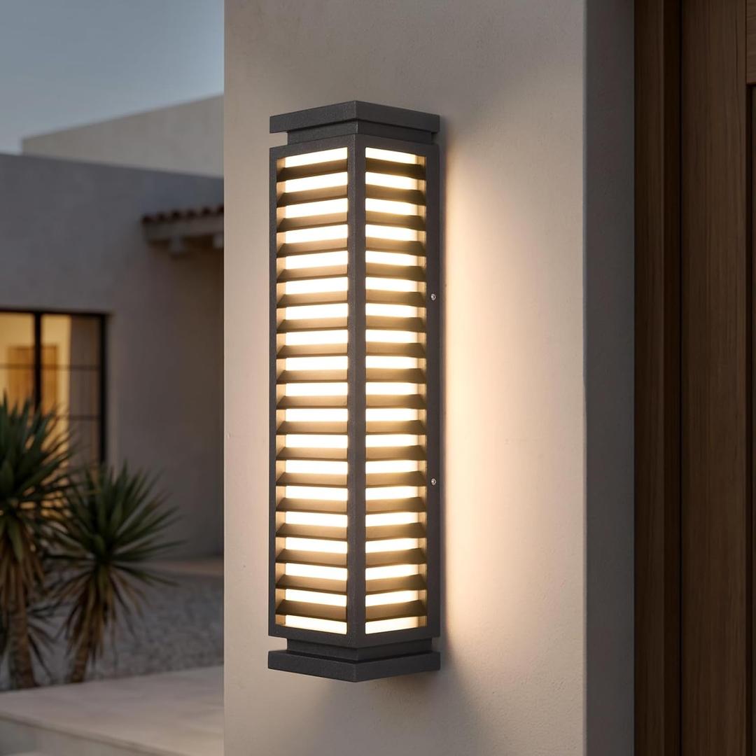 23.6'' Outdoor Wall Sconce, Large Outdoor Wall Lights AC100-240V, 6.3"Lx4.7"Wx23.6"H