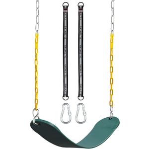 Decorlife Outdoor Swings Seats with 66" Rust-Resistant Heavy Duty Chain, Playground Swing Set Accessories Replacement Anti-Slip Seats, Backyard Swing Support 330lb for Kids or Adults (Green)