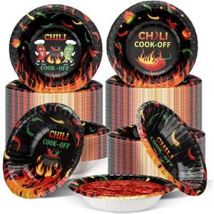 100 Pcs Chili Cook off Party Decorations 12 oz Chili Cook off Bowls Disposable Sample Tasting Paper Cups Tasting Bowls Cups for Mexican Party Supplies (Black)