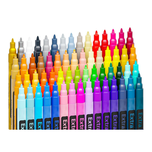 Acrylic Paint Pens Brush Tip, 60 Metallic & 8 Basic Colors Acrylic Paint Markers. Calligraphy Brush Set for Rock Painting, Scrapbooking, Sumi Brush, Lettering, Card Making, Sketching, Black Paper, DIY