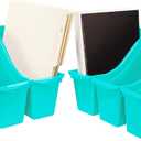 Storex Small Book Bin – Interlocking Plastic Organizer for Home, Office and Classroom, Teal, Pack of 6 (71114C06C)