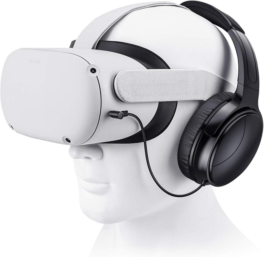 SARLAR VR Gaming Headphones for Quest 2/Quest 3 Increase VR Immersion, Custom Length Cable, Optimized Gaming Audio Driver, Memory Protein Ear Pads Noise Isolating and Other Accessories (Black)