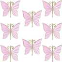 Butterfly Napkin Rings Set of 8, Flower Butterfly Napkin Ring Holder for Easter, Wedding, Christmas, Dinner Party, Family Gathering Napkin Cloth Ornament Decoration Table Accessories (Pink)