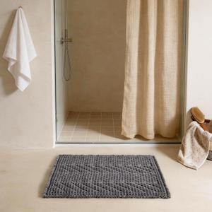 Sunfly Bath Rugs, Extra Soft Absorbent Waffle Bath Mat Quick Dry & Washable, Grey Bathroom Rug for Shower Floor with Boho Decor, 16"x24" Grey
