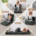 FILUXE Folding Sofa Bed | Convertible Sleeper Chair Bed for Adults, Fold Out Chair to Bed Linen Futon Chair with Pillow, for Home Dorm Apartment RV Living Room, Single Size Dark Gray