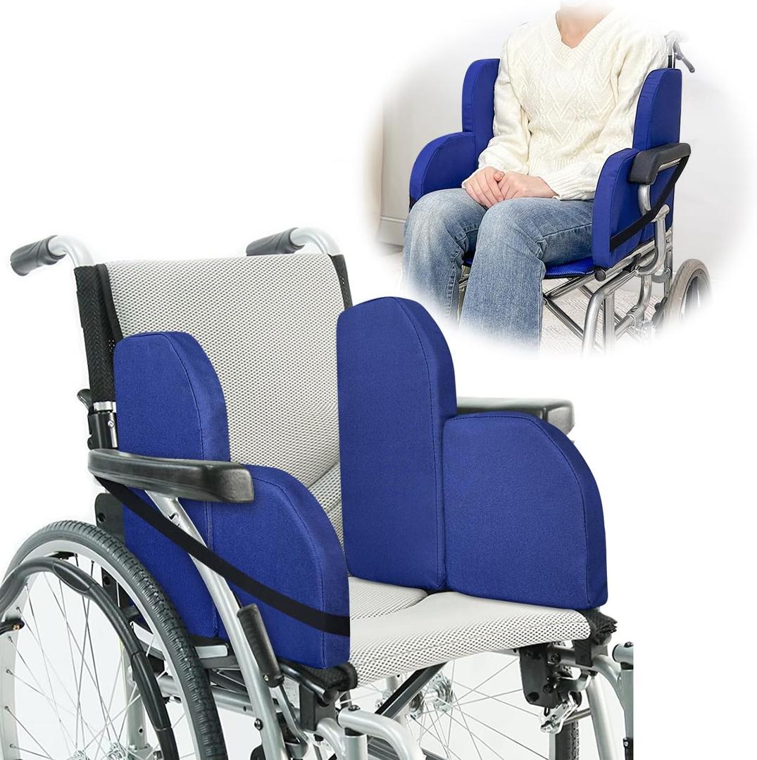 Lateral Support for Wheelchair, Chair Lateral Support Cushion for Elderly, Wheelchair L-Shape Padded for Help Prevent Leaning to One Side, Patient Assistance Body Positioner (1 Pair)
