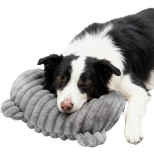 Jiupety Dog Calming Pillow, Soft and Neck-Friendly, Washable Pet Neck Pillows for Small Medium Large Dogs and Cats, 17" x 10", Gray