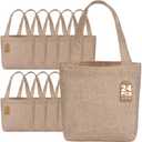 Aliceset 24 Pcs Mini Burlap Tote Bags with Handles Reusable Burlap Gift Bags with Tags Small Wedding Welcome Bridesmaids Jute Bag Bulk for Party Supplies DIY Craft (10 x 10 x 3.5 Inch,Light Brown)