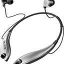 Neckband Bluetooth Headphones, Around The Neck Headphones 24H+ Playtime, Bluetooth Headsets with Call Vibration, Shark Jaw Design Wireless Earbuds+Noise Isolation/Mic/IPX7 Waterproof, Silver