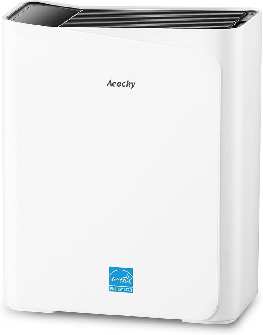 2300 ft Air Purifiers with 240 CADR in Turbo Mode, AEOCKY Proprietary YearChange Filter, with Multi-Effect Filter, Washable Pre-Filter, Scent Capsule, Air Quality Monitor, for Home Large Room Pets (White)