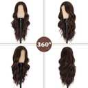 NAYOO Long Brown Wavy Wig for Women 26 Inch Middle Part Curly Wavy Wig Natural Looking Synthetic Heat Resistant Fiber for Daily Party (Brown with Highlights)
