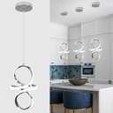 6000K Modern LED Pendant Lights, 24W LED Pendant Lights Kitchen Island Lighting, Chrome Adjustable Height Hanging Light Fixture for Kitchen Study Corridor Stairs Dining Room, 1 Pack