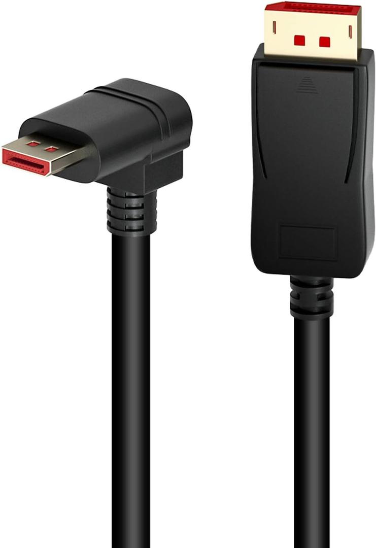 BolAAzuL 90 Degree Displayport 1.4 Adapter Cable, Right Angle Display Port Cable Downward Angled 8K/60Hz, 4K/144Hz 6ft/1.8m Male/Male High Speed for SSUPD Meshlicious/Vertical Mounted GPU