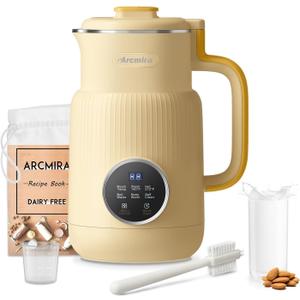 Nut Milk Maker, 20 oz(600ml) Homemade Almond, Oat, Soy, Coconut, Plant Based and Non Dairy Beverages, Milk Blender Machine with Delay Start, Keep Warm, Boil Water, Self Cleaning (Yellow)