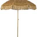 Bayside21 Tiki Umbrella 6.5' Thatch Patio Umbrella Tropical Palapa Raffia Tiki Hut Hawaiian Hula Beach Umbrella with tilt (6.5ft, Natural)