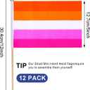 2 x 12Pcs Small Sunset Lesbian Pride Stick Flags on Wooden Stick Mini LGBT Gay Flag Hand Held Flag Decorations,5x8 Inch