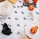 BINBE Table Runner Faux Fur Soft Plush Cute Ghost Table Runner for Kitchen Dining Table Decoration Home Party Decor 13x72 Inch White