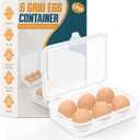 ZPU Egg Holder Camping, 1Pcs 6 Grid Egg Container, Plastic Egg Carrier for Camping Picnic Travel Outdoor Refrigerator Kitchen, Protective Egg Storage Case, Clear White