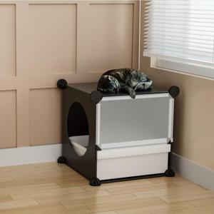 Cat Litter Box with Lid Indoor: Enclosed Litter Box with Cover for Multiple Cats Kitty, DIY Litterbox for C&C Grid Cat Cage