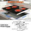 TOPWISH 24 Inch Electric Cooktop, 4 Burners Built-in Electric Stove Top Hot Plate, 6000W Drop-in Ceramic Cooktop Kitchen Stoves with Touch Control, Safety Lock, Timer, 220-240v (Hard Wired No Plug)