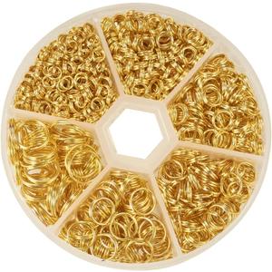 PH PandaHall Golden Split Rings, 900 Pcs Iron Double Jump Rings Loop Jump Ring Jewelry Connector Rings 4 5 6 7 8 10mm Split Rings with Opener Tool for Earring Bracelet Necklace Jewelry Making