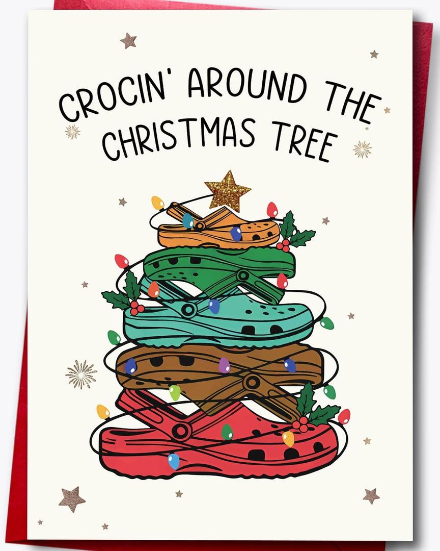 6 x Funny Christmas Card Women Men, Cheeky Xmas Card for Husband Wife Boyfriend Girlfriend Mom Dad, Christmas Decorations (M3-CROCIN)