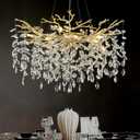 23.6" Tree Branch Chandelier Gold 8-Light Crystal Chandelier