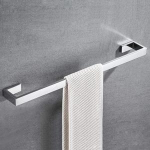 JunSun Square Towel Bar 24-Inch Stainless Steel Towel Holder Bathroom Accessories Square Bathroom Bars Towel Rack Bathroom Hardware Wall Mounted Stainless Steel Polished Chrome