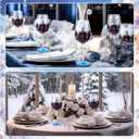 4 Pcs Winter Snowflake Theme Party Stemmed Wine Glasses Hand Painted Drinking Cup Wine Glasses Gifts for Birthday Theme Holiday Party Supplies