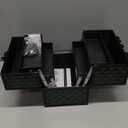 FRENESSA Makeup Case Makeup Box Cosmetic Train Cases Portable Make Up Artist Travel Case Storage Box 4 Trays with Dividers Lockable Hard Makeup Box Craft Nail Kits Case Drak Green (Vintage Dark Green)