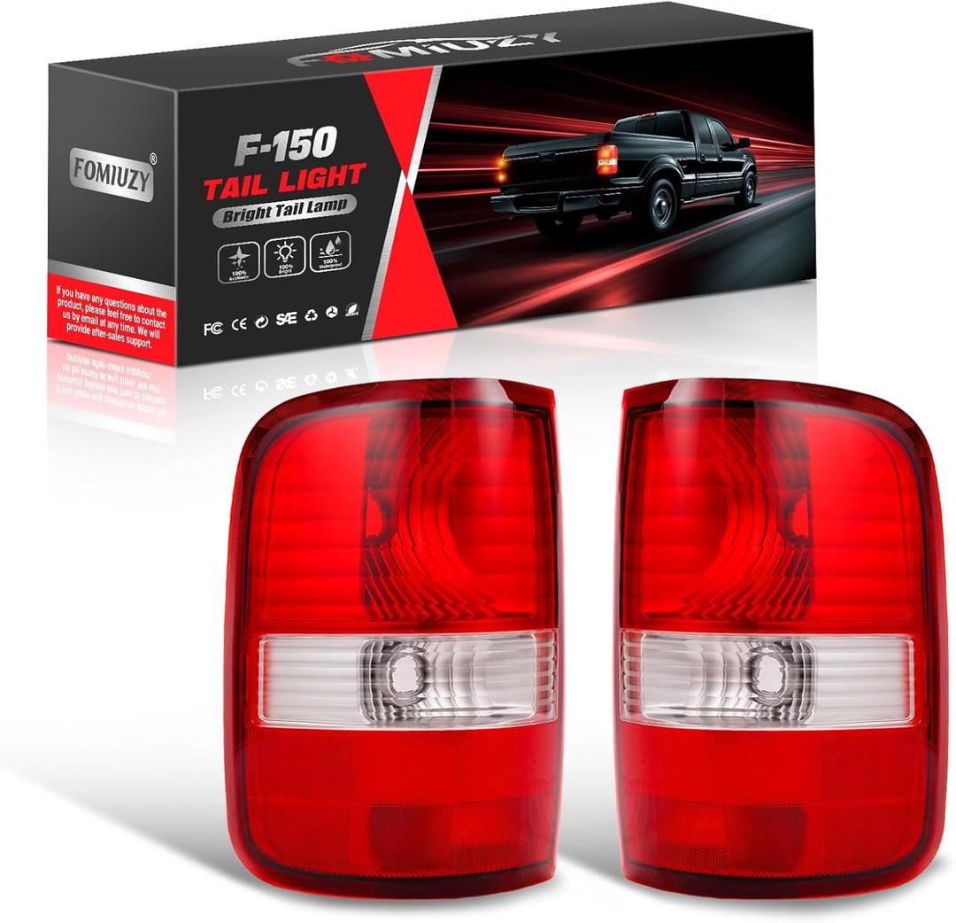 Tail Lights Cover Fit Ford F150 F-150 2004 2005 2006 2007 2008 Rear Left Driver Right Passenger Back Assembly Replaces 6L3Z13404BA 6L3Z13405BA FO2801182 FO2800182(Harness & Bulb Not Included)