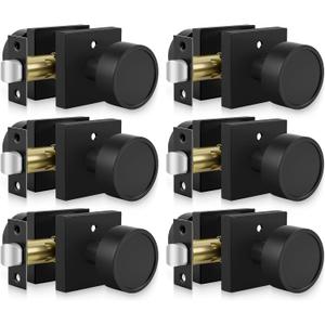 Goldenwarm Black Door Knobs Interior, Matte Black Door Knob, Privacy Door Knobs for Bedroom and Bathroom, Zinc Alloy Heavy Duty Interior DoorKnob(6 Pack)