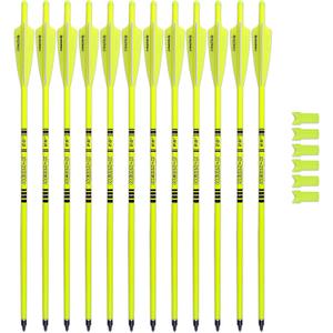 Crossbow Bolts 20inch Fluorescence Color Carbon Crossbow Hunting Arrows with 4" Vanes and Replaced Arrowhead(12 Pack)