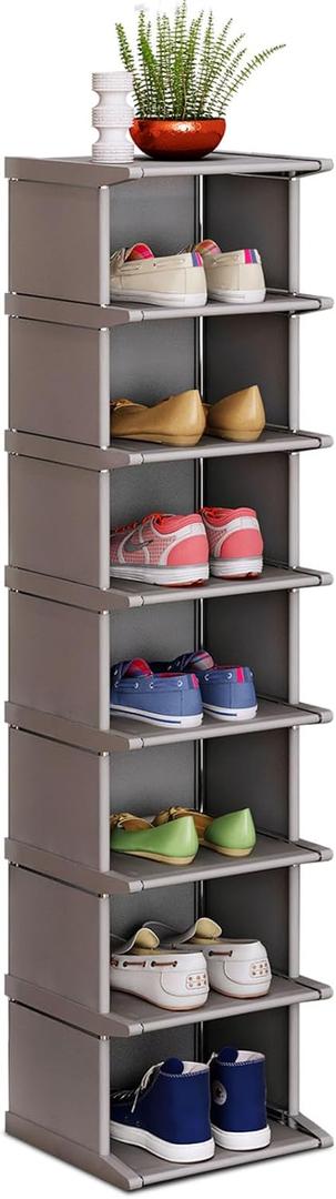 KANAV 8 Tiers Shoe Rack - Vertical Narrow Shoe Shelf Storage Organizer Sturdy Space Saving - Tall Narrow Shoe Rack for entryway Closet Hallway