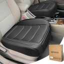 Car Seat Cover for Luxury & Comfort - PU Leather, Anti-Slip, Full Wrap Protection with Storage Pocket for Bottom Cushion - Universal Fit for 95% of Vehicles (Black,2 Piece)