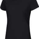 MAGCOMSEN Women's Short Sleeve T-Shirts UPF 50+ Sun Protection Quick Dry Athletic Running Workout Rash Guard Tops (Black, L)