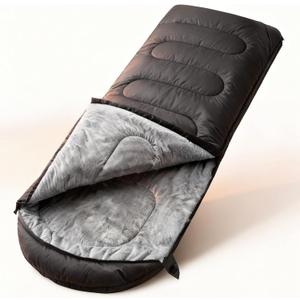 FARLAND Sleeping Bag for Adults, Cold Weather & Warm Plush Fleece-Lined Interior - Portable Waterproof Windproof with Compression Sack for Camping Hiking Traveling Indoor & Outdoor (Dark Grey)