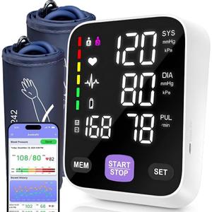 Upper Arm Blood Pressure Monitor for Home Use 17" Large & 21" XL Extra Large Cuff Big arm, Free APP Bluetooth Sync Apple Health Track Google Fit, Large Display Smart BP Machine for Seniors