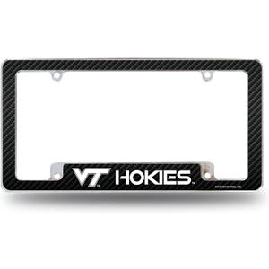 Rico Industries NCAA Carbon Fiber 12" x 6" Chrome All Over Automotive License Plate Frame for Car/Truck/SUV