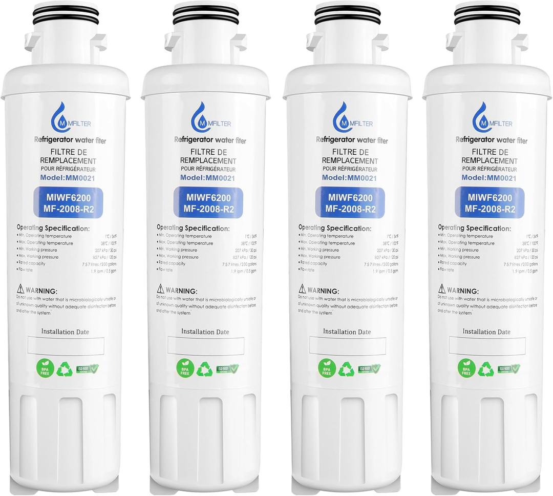 MIWF6200 Water Filter Replacement Compatible with Midea MF-2008-R2, Sharp SJWF200, Zline MIWFT2100, Insignia NS-WF26SS0-1 Twist-in Refrigerator Water Filter (4 Pack)