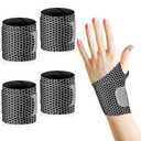 Geiserailie 4 Pcs Ultra Thin Wrist Brace Support Compression Elastic Wrist Wraps Adjustable Breathable Band for Carpal Tunnel Pain Relief Arthritis Tendonitis Right Left Hands Men Women (Black)