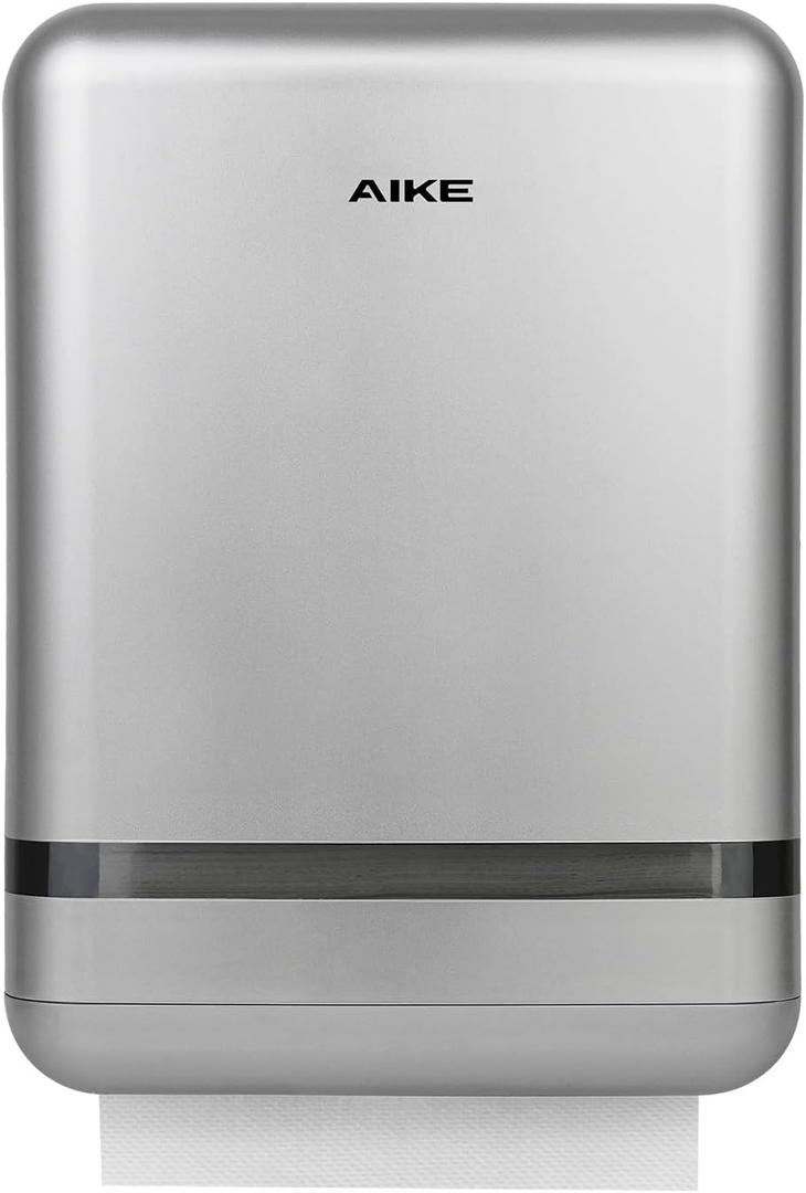 AIKE 400 Sheets Multifold Paper Towel Dispenser Wall Mount for Commercial with Lock Large Capacity, Silver(Folded Size 9.0" x 3.5" Or Smaller)