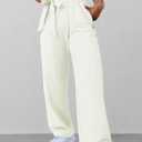 3 x Women's Wide Leg Pants Y2K Trendy Elastic Waist Track Pants Baggy Tie Knot Trousers with Zipper Pockets Streetwear Casual (Beige, S)