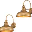 zeyu 2 Pack Industrial Gooseneck Wall Light, 11 inches Barn Light Fixture, Hand-Painted Gold Finish, 02A390-2 AG