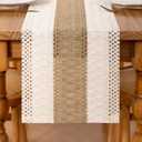 DeZerlor Boho Macrame Table Runner Easter Farmhouse Woven Small Table Runner 48 Inches Cotton Linen Kitchen Table Decor for Spring Dining Dresser Home Everday Use