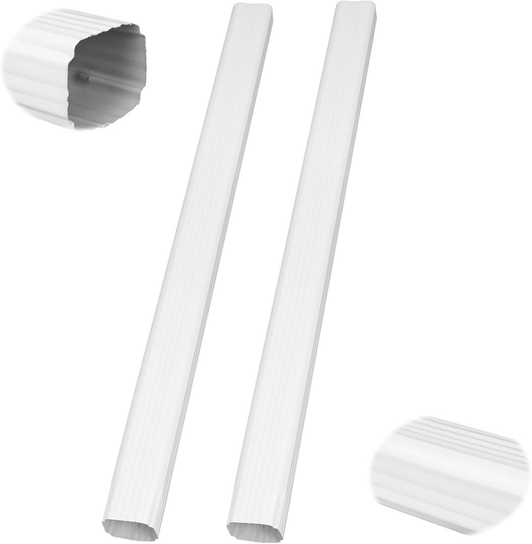 Moxweyeni 2 Pack 2 x 3 Inch, 45 Inch White Aluminum Downspout Extensions Roofing Gutter Downspout DIY Installation for Home Outdoor Drainage