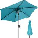 FLAME&SHADE 9ft Patio Umbrella Outdoor - Table Umbrella with Push Button Tilt and Crank, UV Protection, 6 Sturdy Ribs, Market Umbrella for Garden, Deck, Backyard, Lawn, Pool and Beach(Aqua Blue)